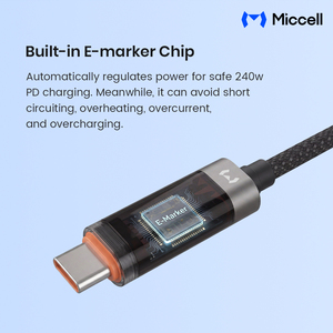 สายชาร์จเร็วแบบ Type-C ยี่ห้อ Miccell รุ่น Wholesale PD 240w แบบ C to C สายถัก พร้อมจอ LED สำหรับแล็ปท็อปและแท็บเล็ต - Product Image 5