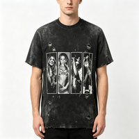 T-shirt en coton premium personnalisé pour la vente en gros, style streetwear, effet vintage, fournisseur de premier plan, impression DTG Kornit, style Singer Grunge