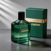 Vente en gros de flacons de parfum en verre multi-facettes de 30 ml/100 ml, vaporisateur argenté, couvercle noir, emballage personnalisé en boîte cadeau de luxe vert forêt