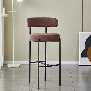 Modern Velvet <strong>High</strong> <strong>Back</strong> Metal Leg Elegant Home Bar <strong>Stools</strong> Comfortable Durable Kitchen Bar Furniture - Product Image 5