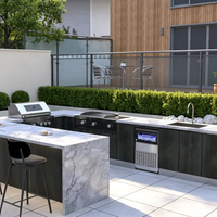 Ensemble de cuisine extérieure pour barbecue, pack tout-en-un pour jardin avec station barbecue, table d'appoint et crochets à ustensiles pour les nouveaux cuisiniers à domicile