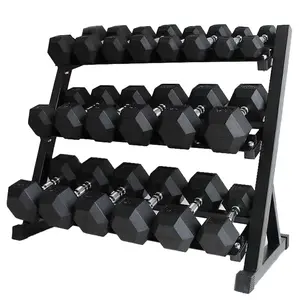 Manufacturer heavy weights electric plated steel handle soft rubber hexagonal dumbbells