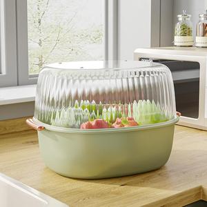 Cesta coladora de plástico de 2 niveles para frutas y verduras, duradera, apilable, con bandeja para lavado en la cocina - Product Image 3