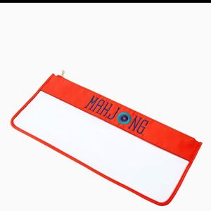 Custom Neon Orange Embroidered PVC Clear Pouch Mahjong Storage Bag <b>Compact</b> Quality Cardholder Zipper Pouch Water Resistant - Product Image 3