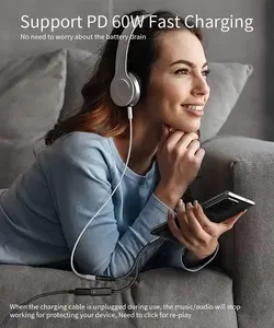 Câble TPE Type C 15 cm à prix abordable 2026 – Écoutez de la musique, <span class=keywords><strong>adaptateur</strong></span> casque 2-en-1 Type C vers <span class=keywords><strong>Jack</strong></span> 3,5 mm avec charge rapide 3A - Product Image 5