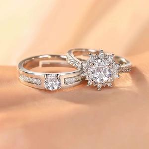 خواتم وعد فاخرة من الماس المويسانيتي VVS 0.5 قيراط للأزواج للرجال والنساء المشاركة في الزفاف من الفضة الإسترلينية - Product Image 4