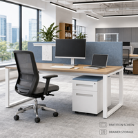 Bureau de travail avec écran de séparation et tiroirs