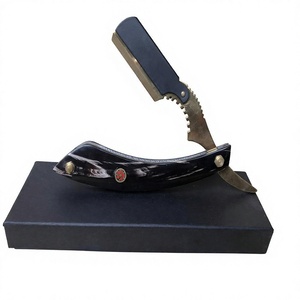 Rasoir droit IKZARSA I-BWR-01, lame en acier inoxydable, lame unique, manche en corne de buffle noir, pour hommes, barbier, extérieur, hôtel - Product Image 4