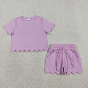 En stock : Ensemble de vêtements d'été en coton pour bébés filles, chemises à manches courtes et shorts à volants - Product Image 3