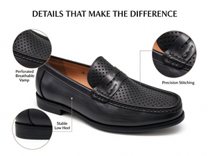 Mocassins Penny en Cuir Perforé Respirant pour Hommes – Chaussures Habillées Décontractées et Formelles pour le Bureau, l'Été et le Quotidien - Product Image 2