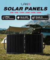 Paneles Solares Flexibles LANX de 300W, 180W, 90W, 10W y 30W, 24% de Eficiencia, Totalmente Negros, Sistema de Energía Solar, Plegables y Portátiles con Asa
