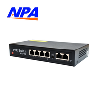 PoE Ethernet Switch 4 Port 10/100M PoE Switch dengan 2 Port Uplink AI Watchdog Ekstensi 250M untuk Kamera IP CCTV 1024MN