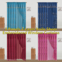 Stock entrepôt local US – Rideau simple 54*84 po, plusieurs styles et couleurs, broderie florale, passe-tringle, pour chambre et salon