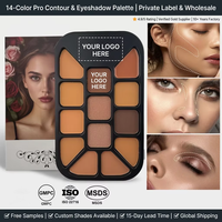 Palette de contouring nude vegan à haute pigmentation, 15 couleurs, fini brillant et mat, longue tenue