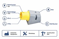 Prise industrielle CEE jaune 16A 110V 2P+E 3 broches IP44 étanche pour chantier et industrie