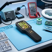 Handheld Electronic Magnifier 16 LED Lights 500x Magnification Optical Glass Lens Metal ABS Construction Used Repair PCB