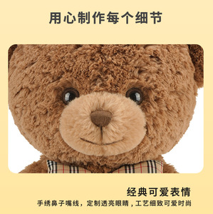 Oso de Peluche <span class=keywords><strong>Claire</strong></span> con Patrón de Ondas y Lazo, Lindo Oso Abrazable, Muñeco de Peluche al por Mayor - Product Image 3