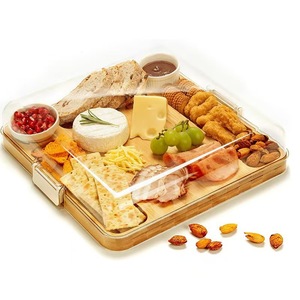 Planche à découper en bambou Xufeng, plateau en bois à 5 compartiments, plateau à fromage, plateau de service pour en-cas, plateau à charcuterie - Product Image 4