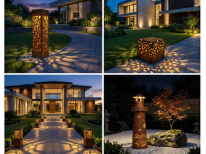 Decoration Corten Steel Welding Outdoor Garden Light Bollard Rusty Steel Led Light Lamp <b>Post</b> - Product Image 5