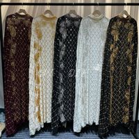 Robe de soirée de luxe en perles de cristal pour femme musulmane, Abaya, vêtements islamiques, élégante, manches chauve-souris, robe longue ample en mousseline