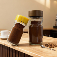 Bocal à café en verre en vrac 40g 90g Bocaux de stockage de café en verre hermétiques pour conteneur de poudre de café avec couvercle en plastique