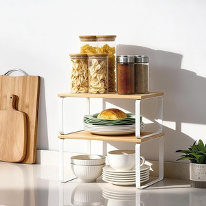 Étagère de rangement de cuisine, porte-épices, empilable, extensible, en bois d'ingénierie, organisateur de placard - Product Image 3