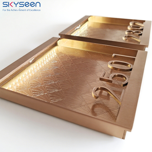 SKYSEEN personalizado 3D letras de Metal tiras de luz LED números de casa cuadrados con patrones para construir apartamento Hotel puerta casa - Product Image 3