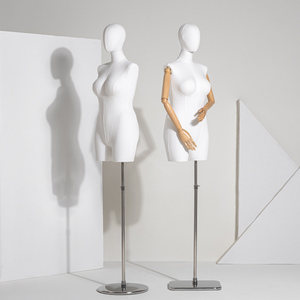 <span class=keywords><strong>Mannequin</strong></span> de couture demi-corps en plastique recouvert de tissu, <span class=keywords><strong>grande</strong></span> <span class=keywords><strong>taille</strong></span>, pour vêtements de femmes rondes, avec bras en bois - Product Image 3