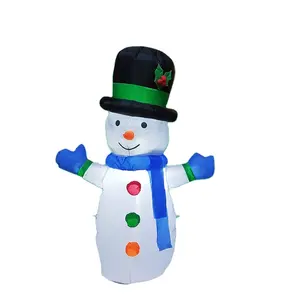 Оптовые продажи 4ft рождество надувные лодки-Рождественские украшения, синий шарф, 4 фута, Рождественский надувной снеговик со светодиодной подсветкой