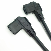 Câble d'extension d'alimentation à angle droit IEC C14 DC vers C15 noir de 2 pieds, 18 AWG, IP35, homologué