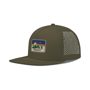 High Quality Structured 5 Panel Laser Cut Hole Perforated Golf <b>Hat</b> <b>Flat</b> Brim Rubber Patch Logo Waterproof <b>Cap</b> For Outdoor Sports - Product Image 3