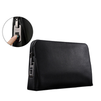 Sacs Homme en Cuir à Verrouillage par Empreinte Digitale, Pochette Anti-Vol Longue pour Téléphone Portable et Portefeuille, Sacoche Messager pour Hommes
