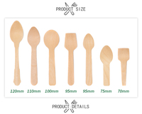 Respectueux de l'environnement et biodégradable 70mm 95mm 100mm 110mm petite cuillère à crème glacée au miel en bois de bouleau jetable