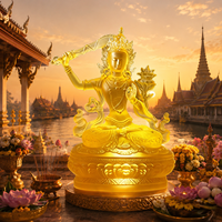 Statue de Bodhisattva Manjushri en cristal Liuli faite à la main, sculpture bouddhiste de la sagesse portant un épée, 18,5 cm, pour temple et autel domestique