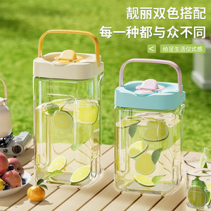 Carafe à eau froide avec robinet 3000 ml, rectangulaire, pour infusion de fruits et thé, idéale pour le camping et les activités de plein air - Product Image 2