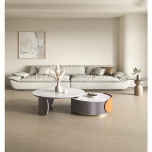 Bàn trà tròn phong cách nhẹ nhàng sang trọng, bàn trà phòng khách, bàn trung tâm bằng kim loại - Product Image 3