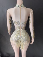 Combinaison de danse pour femmes avec perles brillantes, manches longues, pour la gymnastique, le ballet et la danse