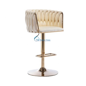 Taburete de bar moderno, silla de tejido de terciopelo giratoria, con altura ajustable de metal para cocina, cafetería o bistró - Product Image 2