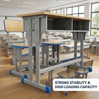 Ensemble bureau et chaise double réglables en hauteur pour étudiants, mobilier de classe écologique en MDF pour les écoles primaires et secondaires