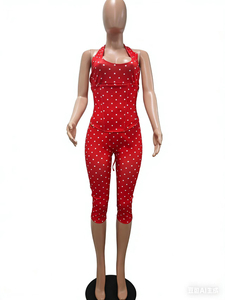 Viviblook Z406JP02 Combinaison décontractée pour femme, style halter, à pois, avec fermeture éclair et taille cintrée, longueur mi-longue, pour club - Product Image 4