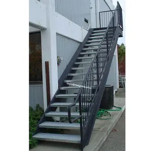 Açık metal hafif yangın kaçış merdiven ön fabrikasyon endüstriyel merdiven