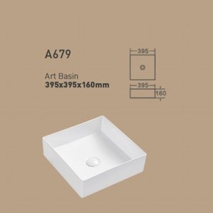 Lavabo de Cerámica de Una Pieza A674, Lavabo de Sobremesa de 500x360x120mm con un Solo Orificio - Product Image 4