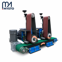 Machine de ponçage et de polissage à double station MECOR pour métaux, avec deux bandes abrasives, pour barres plates et petites plaques