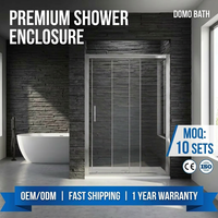 Porte de douche coulissante en verre avec cadre en aluminium poli Domo, design moderne pour appartement, certifiée CE, haute qualité