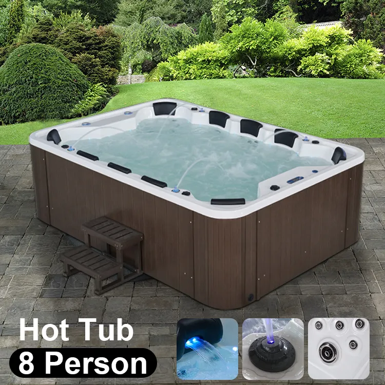 8 personnes assises europe hôtel de luxe piscines d'arrière-cour hydrothérapie rectangulaire spa extérieur bain à remous