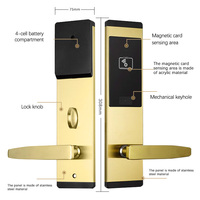 Cerradura Inteligente RFID Moderna y Duradera de Acero Inoxidable para Puerta de Madera, Sistema de Control de Acceso T57 con Almacenamiento en la Nube para Hoteles, Llave de Tarjeta Dorada