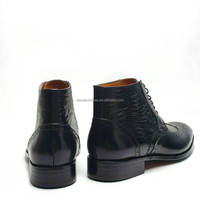 Sepatu Pria Brogue Ankle Boots yang Dapat Dikustomisasi, Nyaman, Buatan Tangan dari Kulit Sapi, Sol Karet Anti-Selip, Midsole PU, Model Chukka