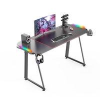 Bureau de jeu motorisé pliable et réglable en hauteur, noir, moderne, avec LED, de haute qualité et très demandé