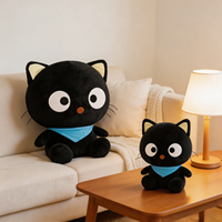 Boneka Kucing Lucu Bergaya Gelap Warna Cokelat dengan Syal, Isian Kapas PP, Hadiah Ulang Tahun Sempurna untuk Remaja