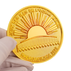 Pièce commémorative sportive en métal, pièce de monnaie 3D mate brillante en or personnalisée en cuivre avec boîte en cuir, JIOI Jeux des î<span class=keywords><strong>les</strong></span> de l'Océan <span class=keywords><strong>Indien</strong></span> ATHLETE - Product Image 2